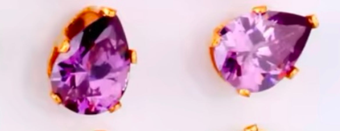 Colourful Crystal Tear Drop Obal-Shaped Cubic Zirconia Stud Earrings – Stainless Steel Jewellery
