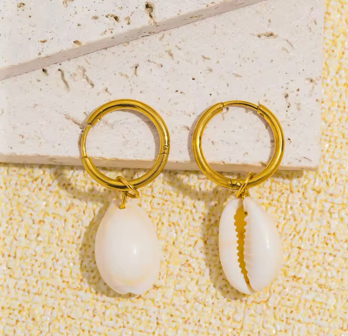 Shell Charm Hoop Earrings