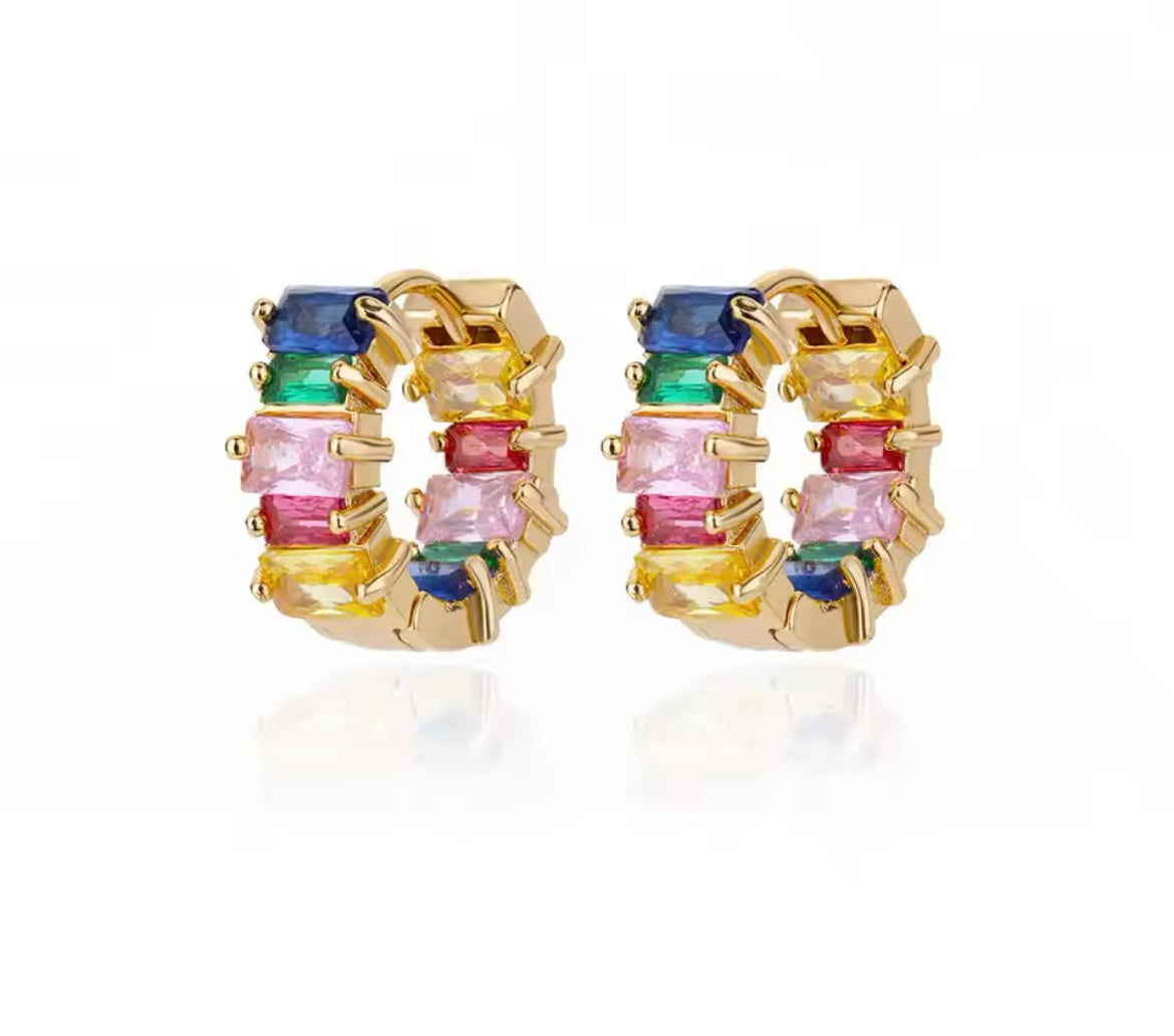 Rainbow Luxe Hoop Earrings – Gold-Plated Stainless Steel