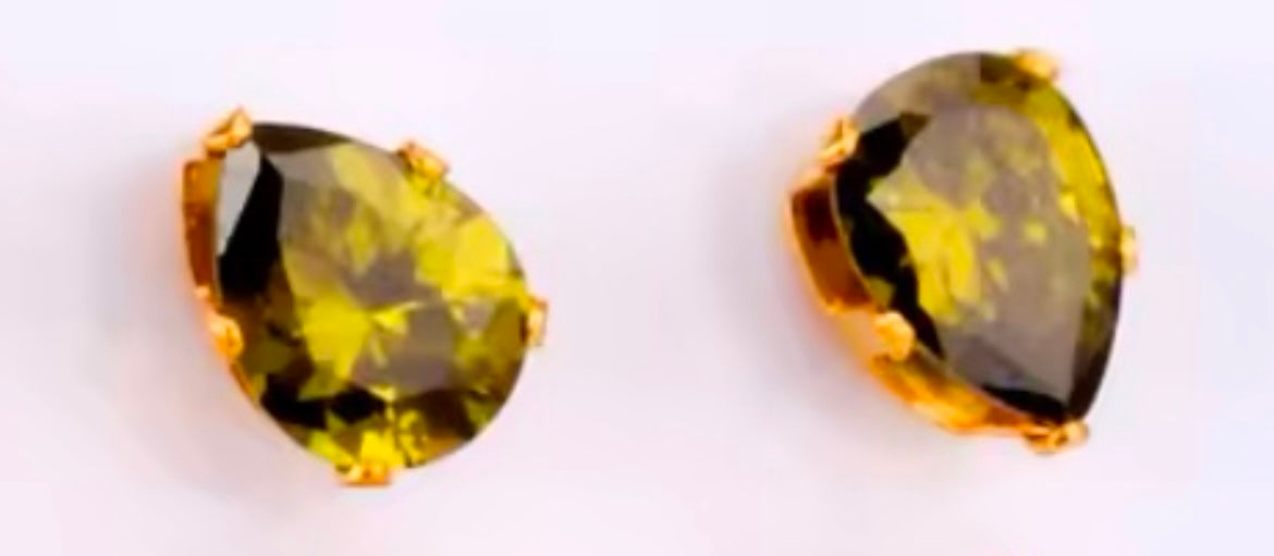 Colourful Crystal Tear Drop Obal-Shaped Cubic Zirconia Stud Earrings – Stainless Steel Jewellery