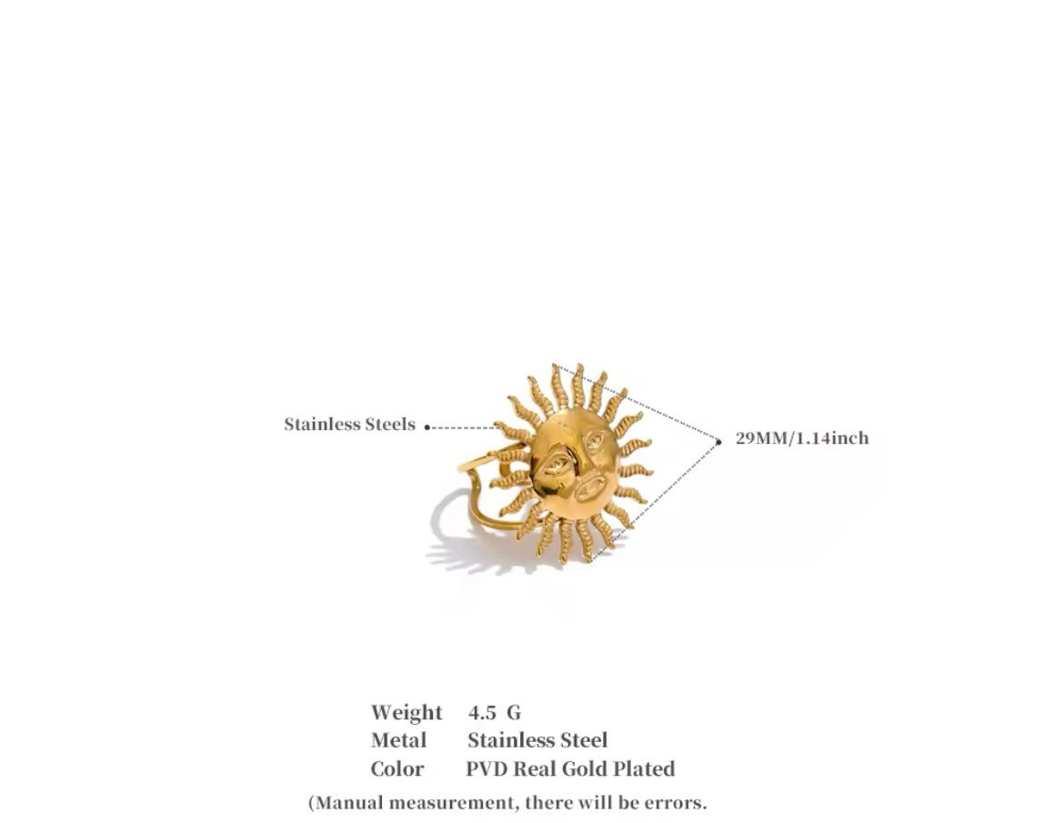 Sun Face Statement Ring – 18K Gold Plated Stainless Steel