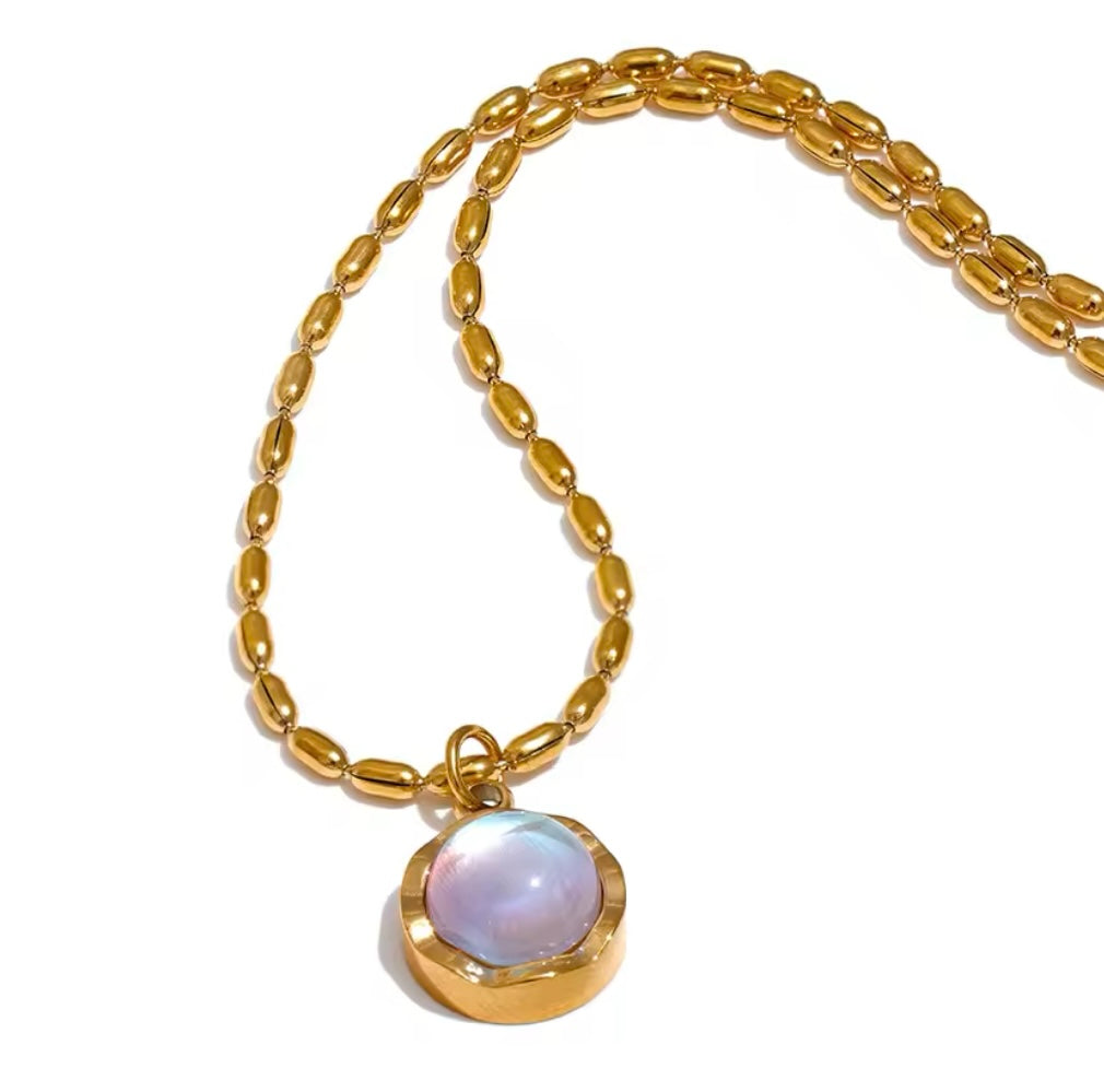 Gold-Plated Moonstone Drop Necklace – Tarnish-Free, Chic, Waterproof