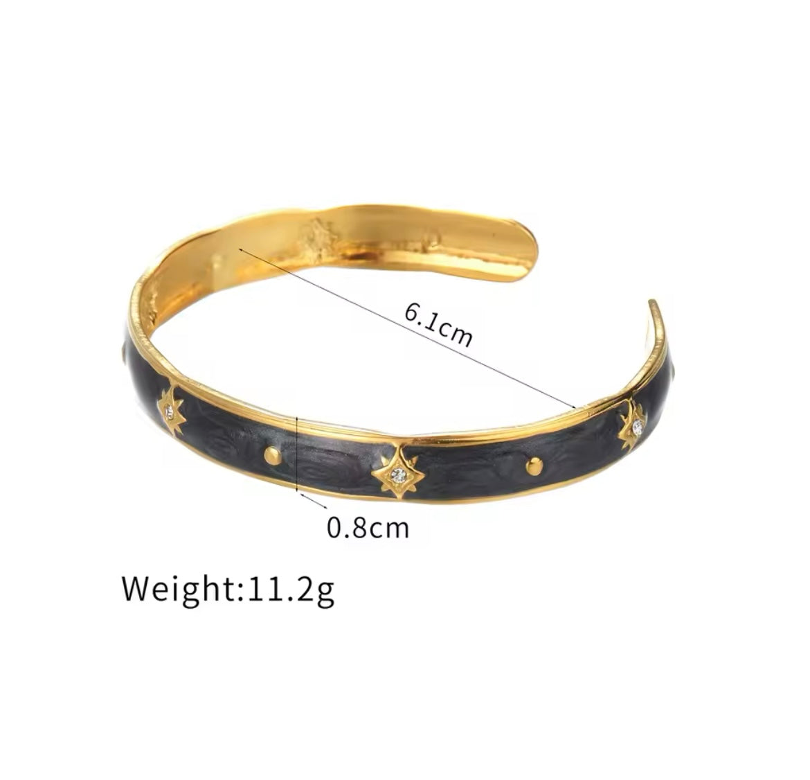 Enamel Bloom & Starburst Cuff Bracelets – Stainless Steel