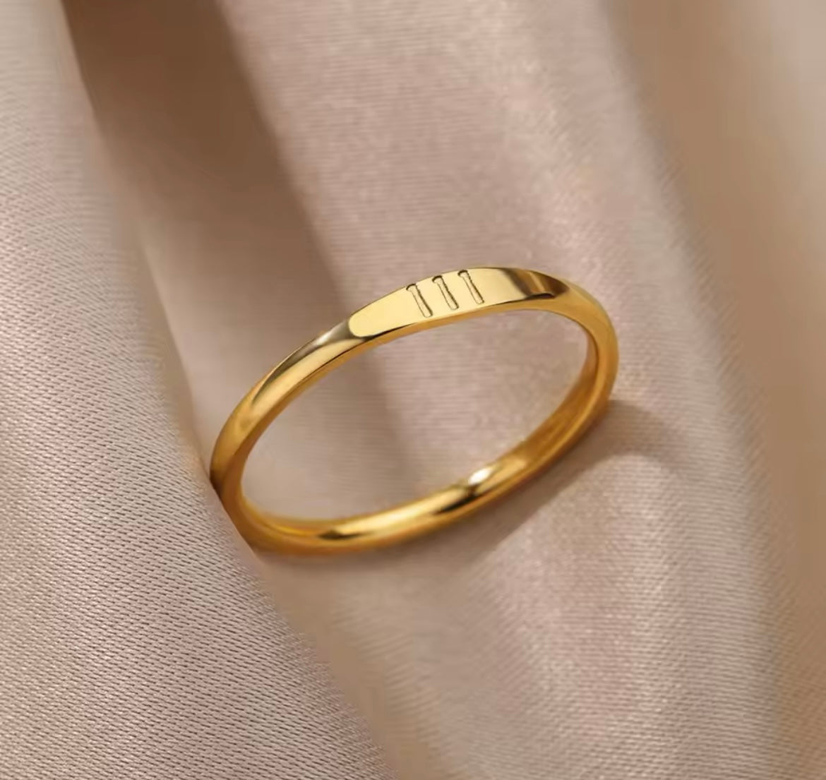 Dainty Gold-Plated Stainless Steel Angel Number Ring - Size 7