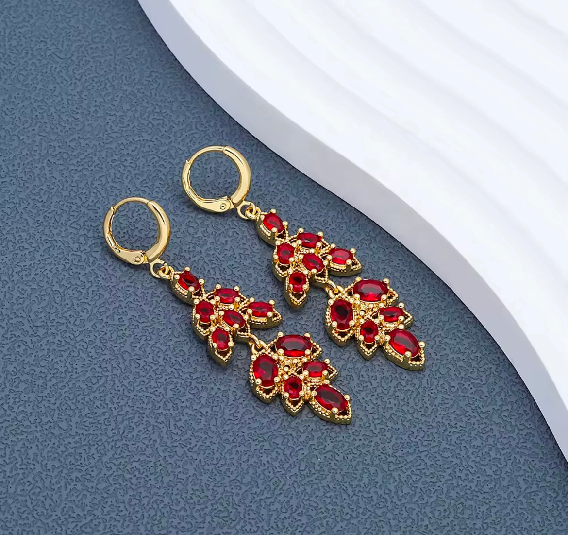 Elegant Blossom Drop Earrings – 24K Gold-Plated on Brass