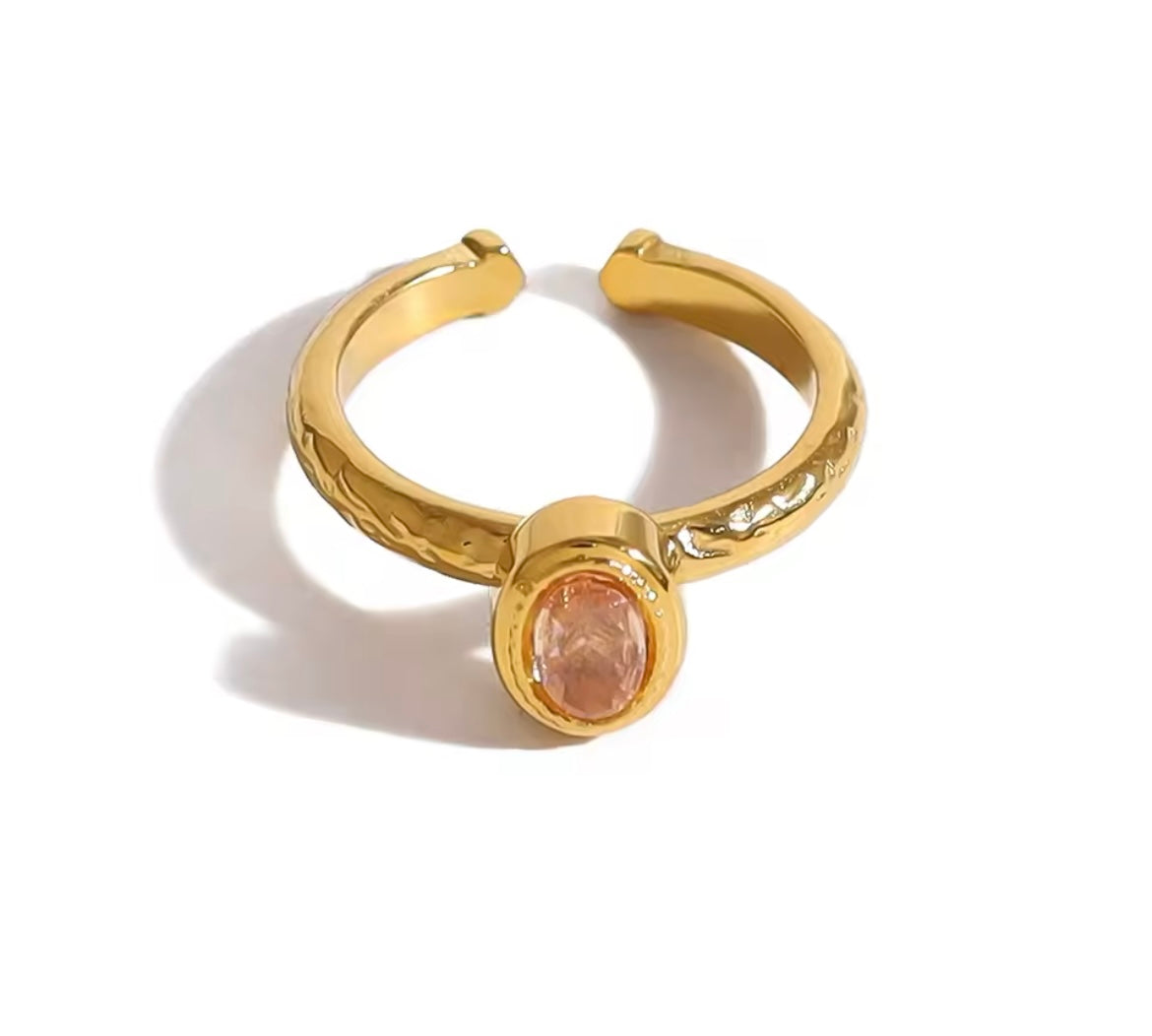 Oval Zircon Open Ring - Size 7