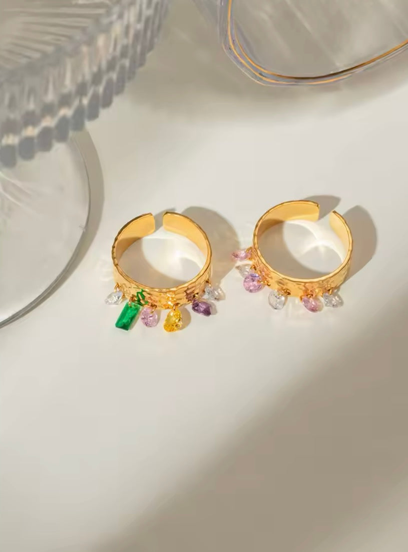 Zircon Charm Ring – Adjustable