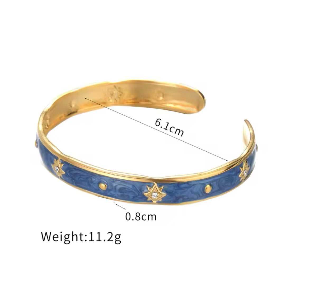Enamel Bloom & Starburst Cuff Bracelets – Stainless Steel