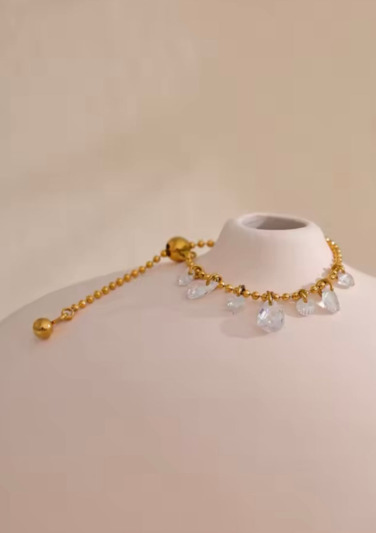 Luna Zircon Drop Adjustable Bracelet – Gold Plated