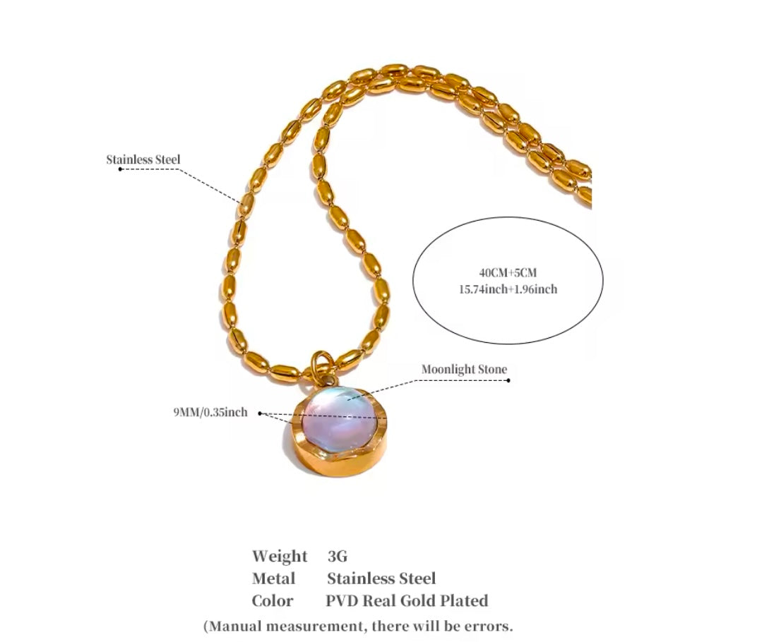 Gold-Plated Moonstone Drop Necklace – Tarnish-Free, Chic, Waterproof