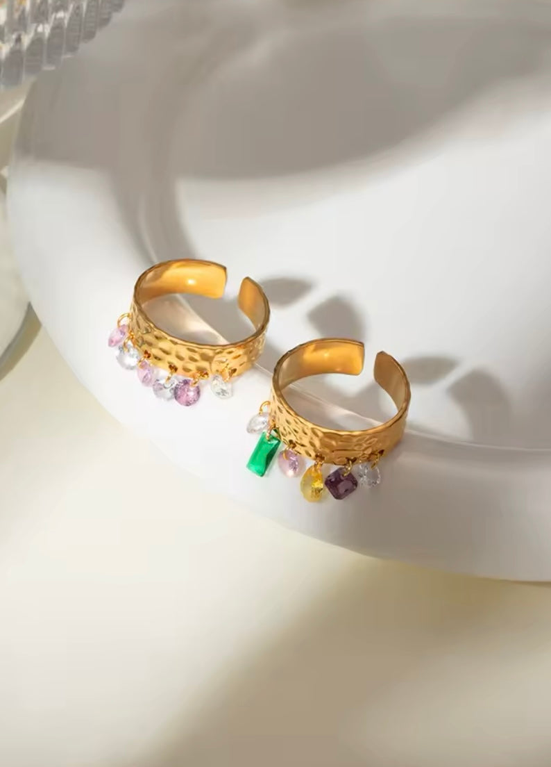 Zircon Charm Ring – Adjustable