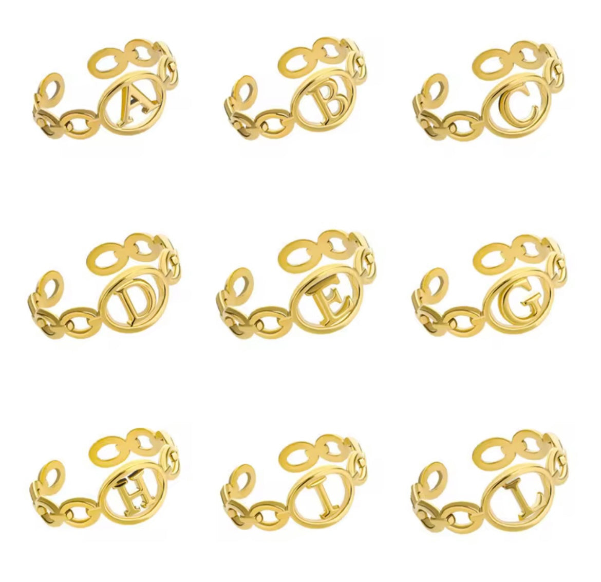 Golden Glow Adjustable Initial Ring