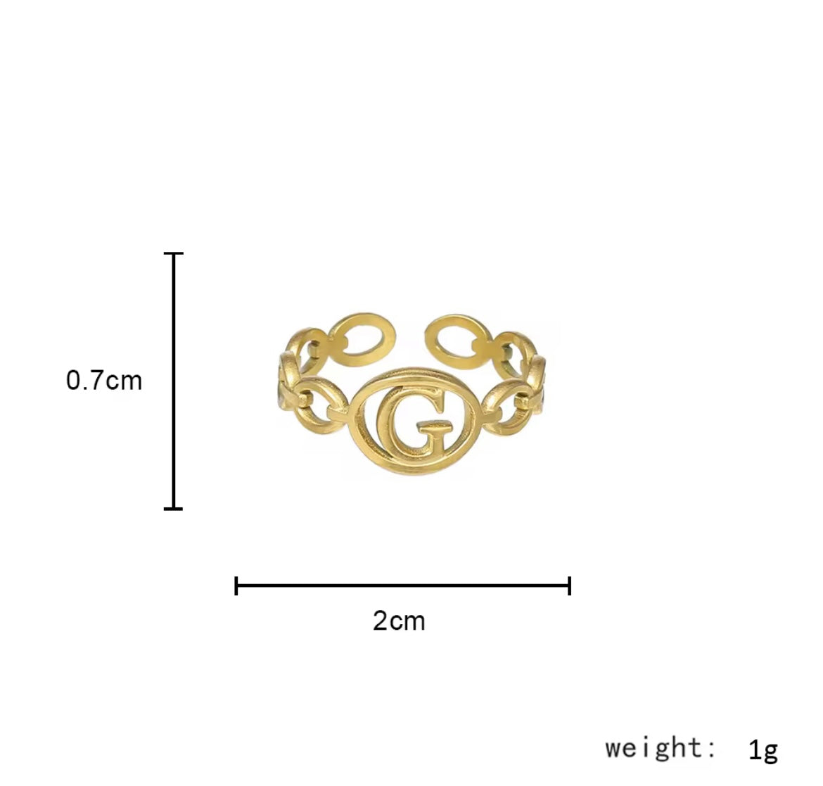 Golden Glow Adjustable Initial Ring