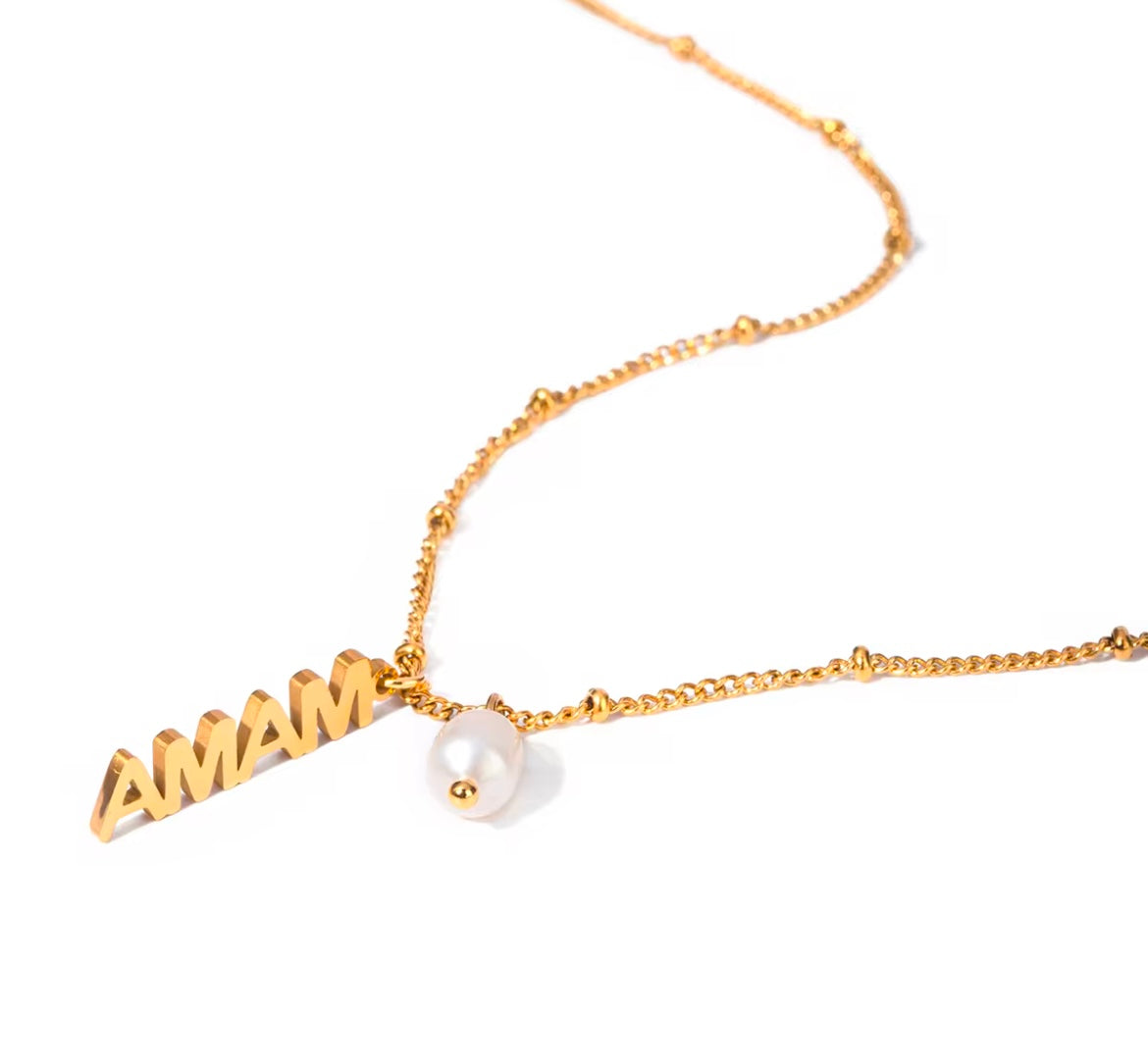 Mama Gold Necklace with Freshwater Pearl