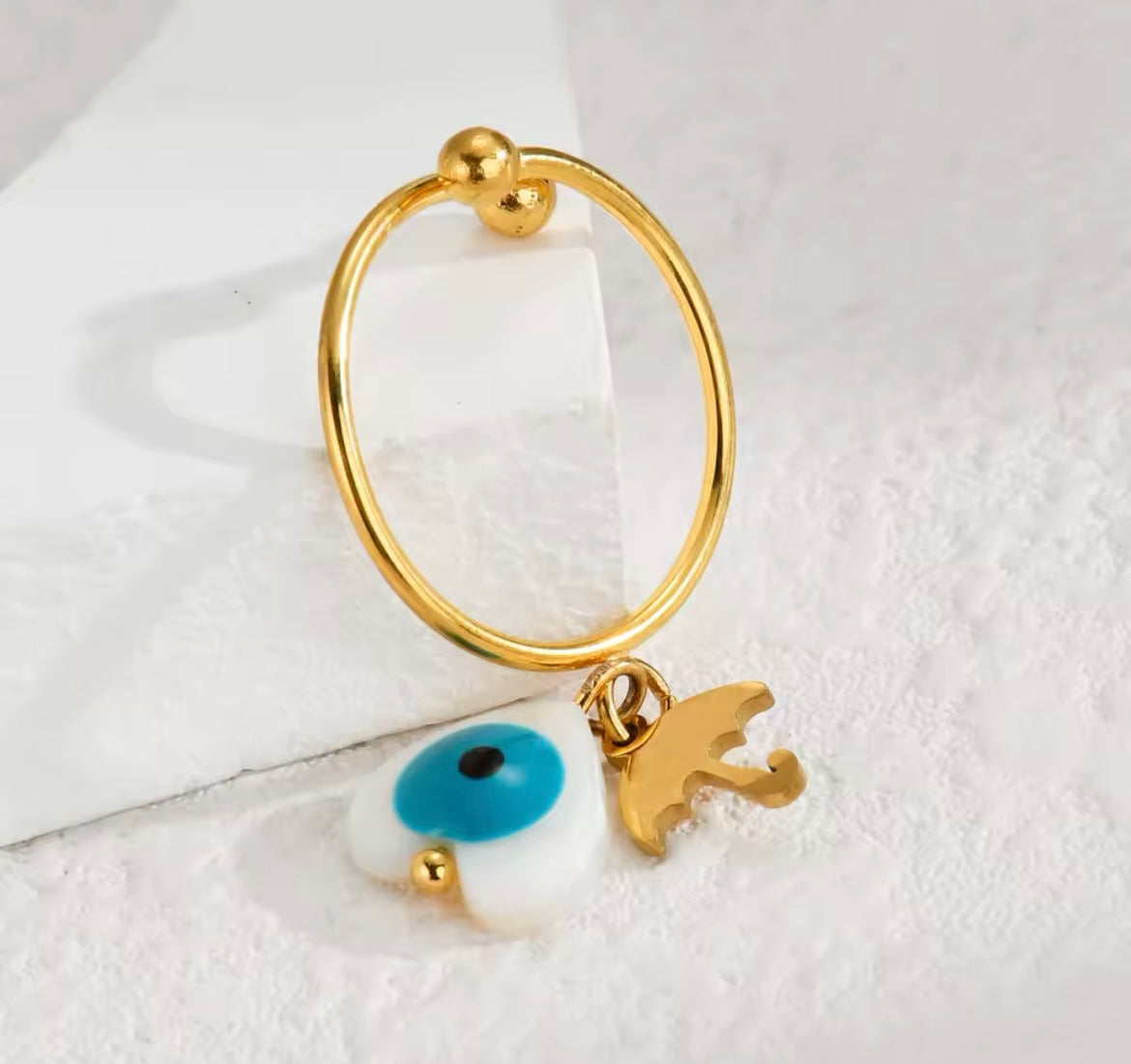 Adjustable Charm Rings with Natural Mother of Pearl