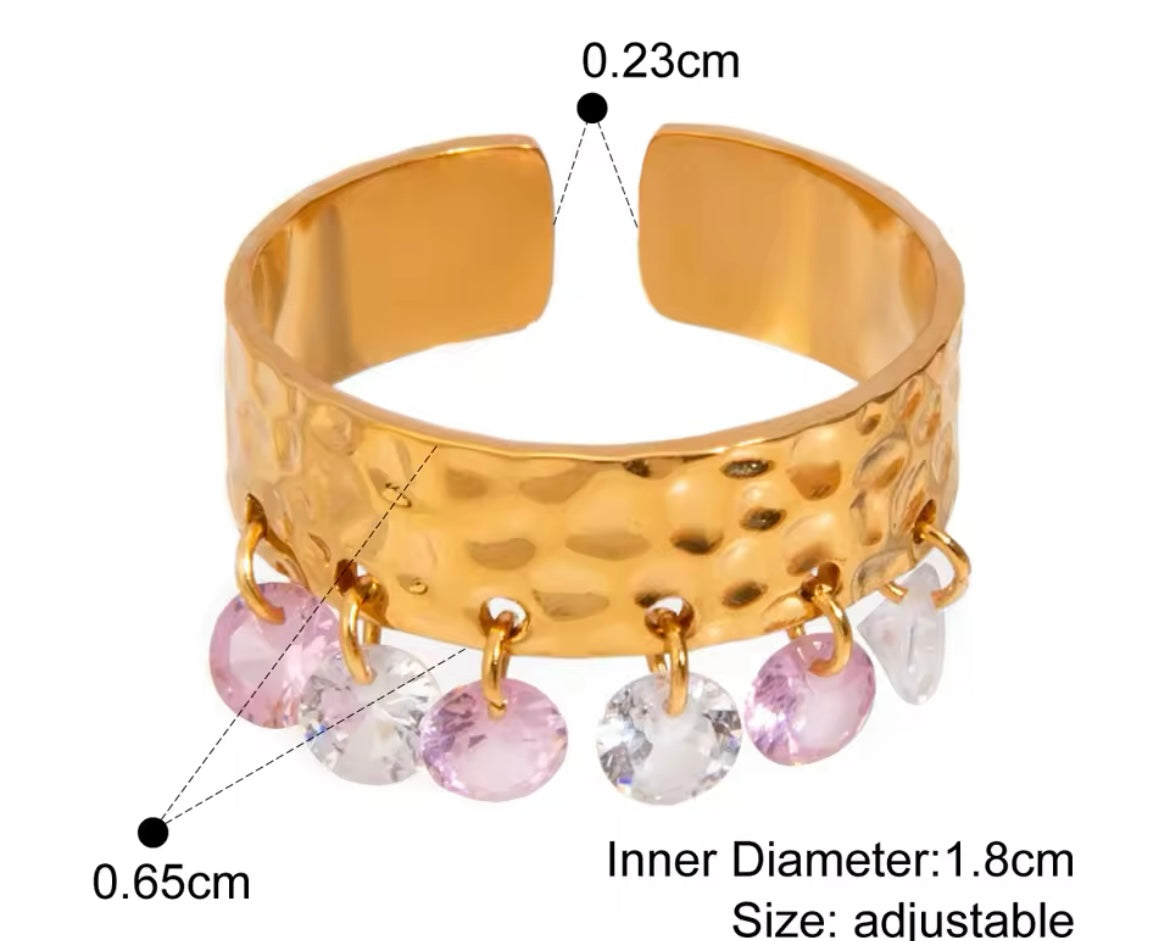 Zircon Charm Ring – Adjustable