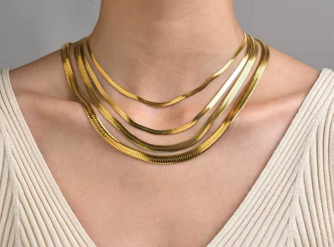 Gold-Plated Stainless Steel Snake Chain Necklace