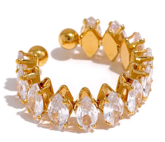 Aurora Adjustable Zircon Ring – Gold Plated