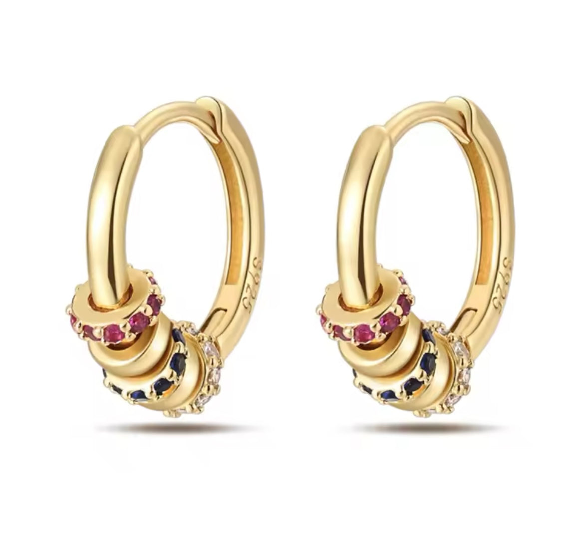 Yellow Light Gold-Plated Sterling Silver S925 Hoop Earrings