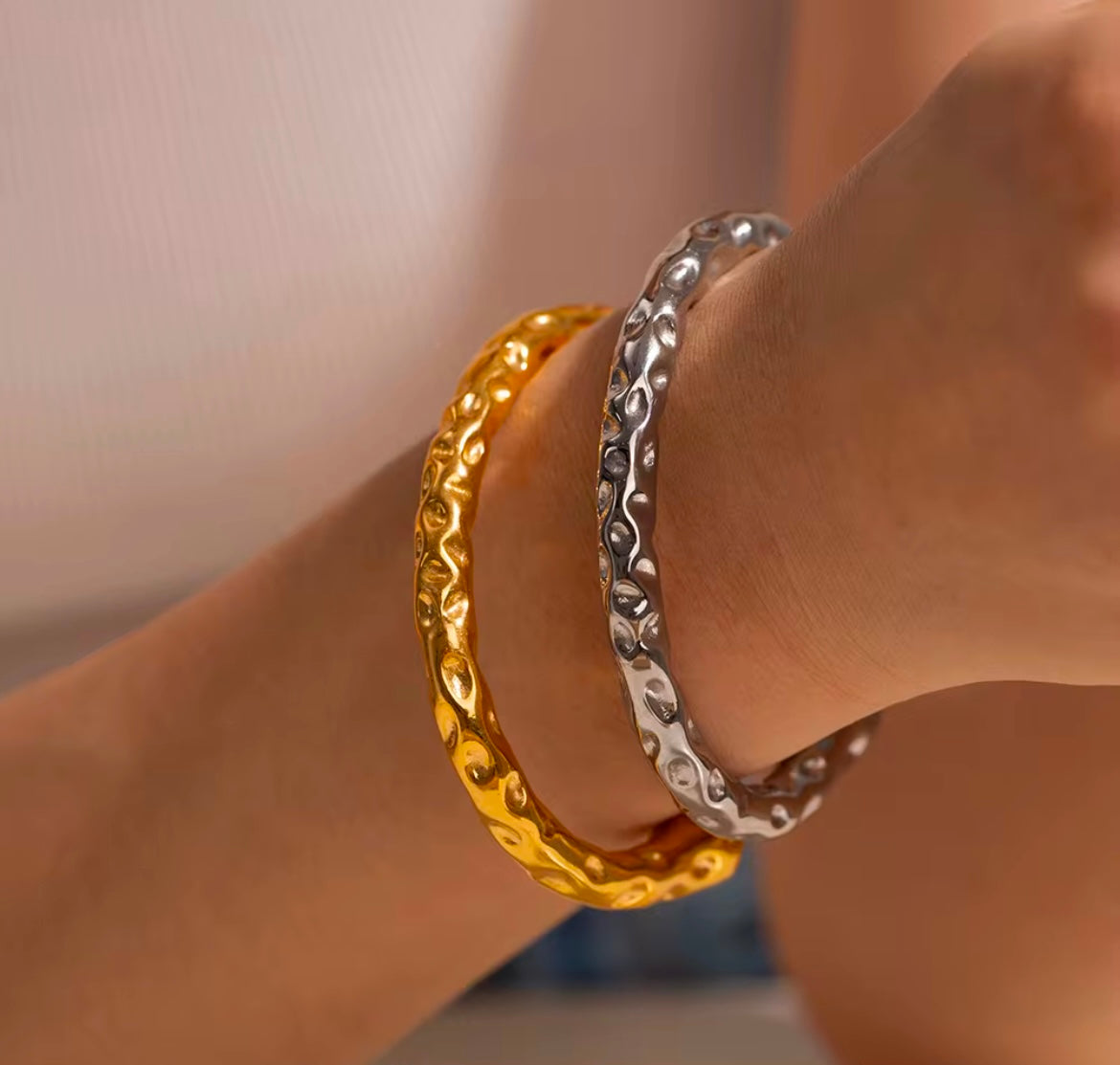 Textured Gold Open Cuff Bracelet