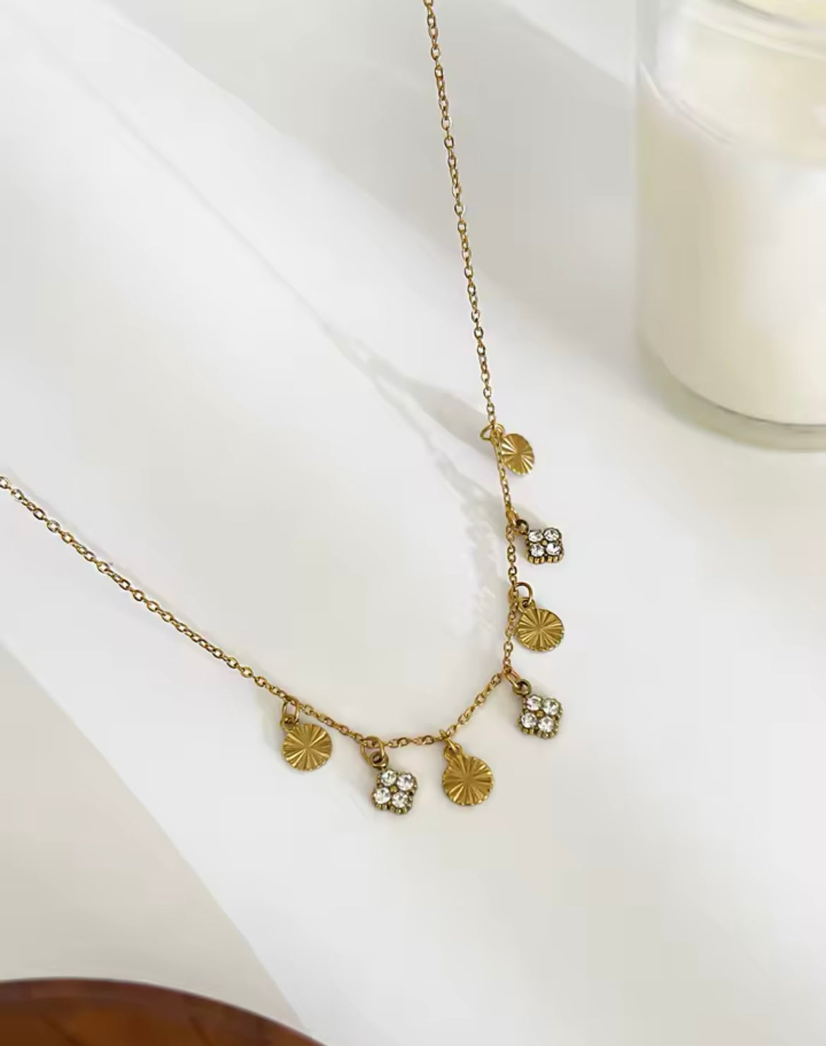 Minimal Luxe Charm Necklace with Diamond Accents