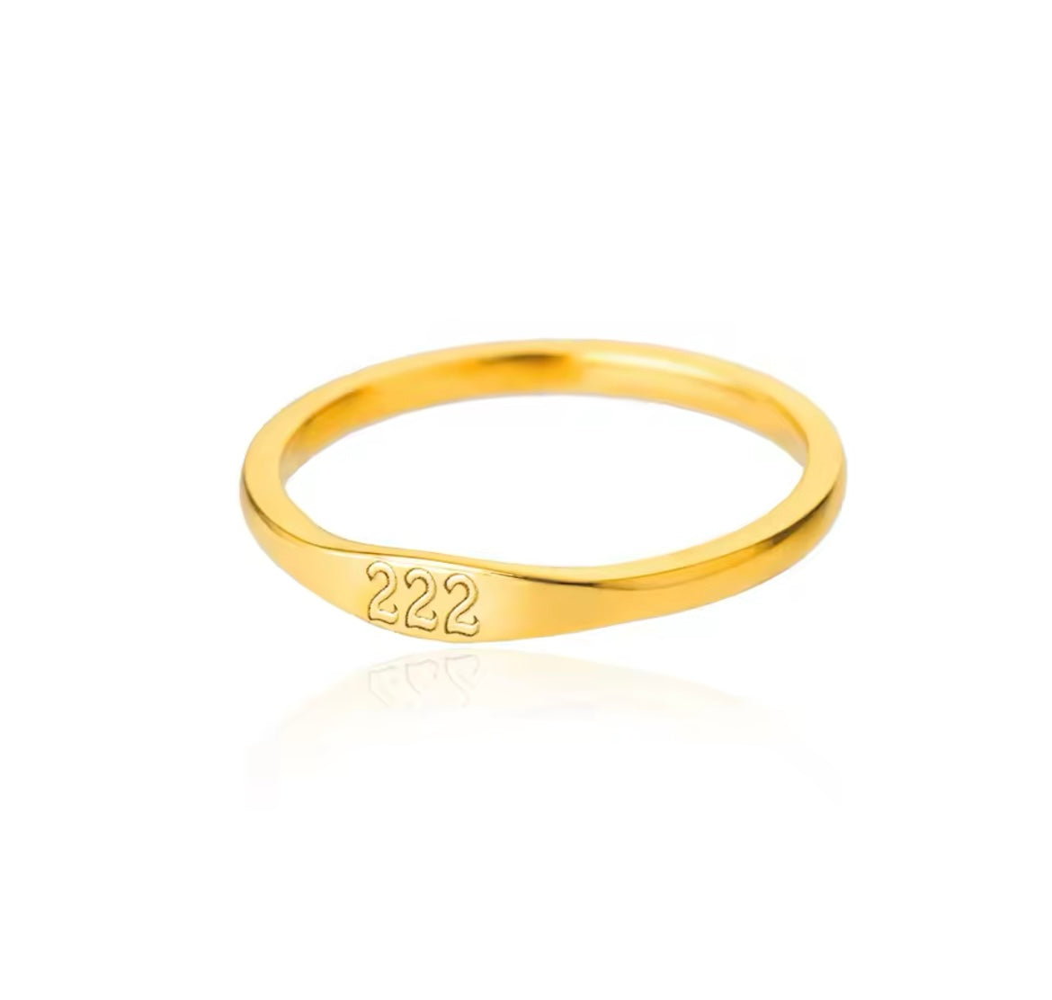 Dainty Gold-Plated Stainless Steel Angel Number Ring - Size 7