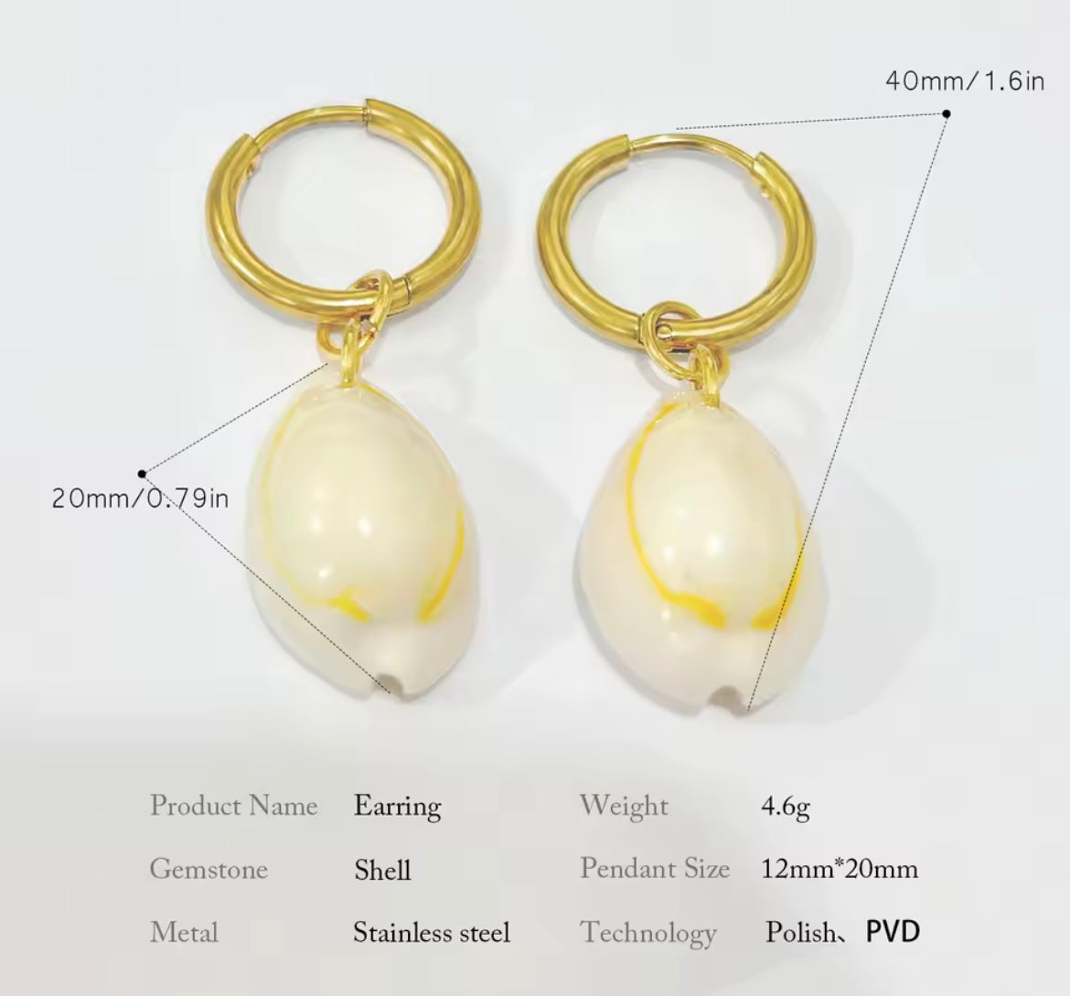 Shell Charm Hoop Earrings