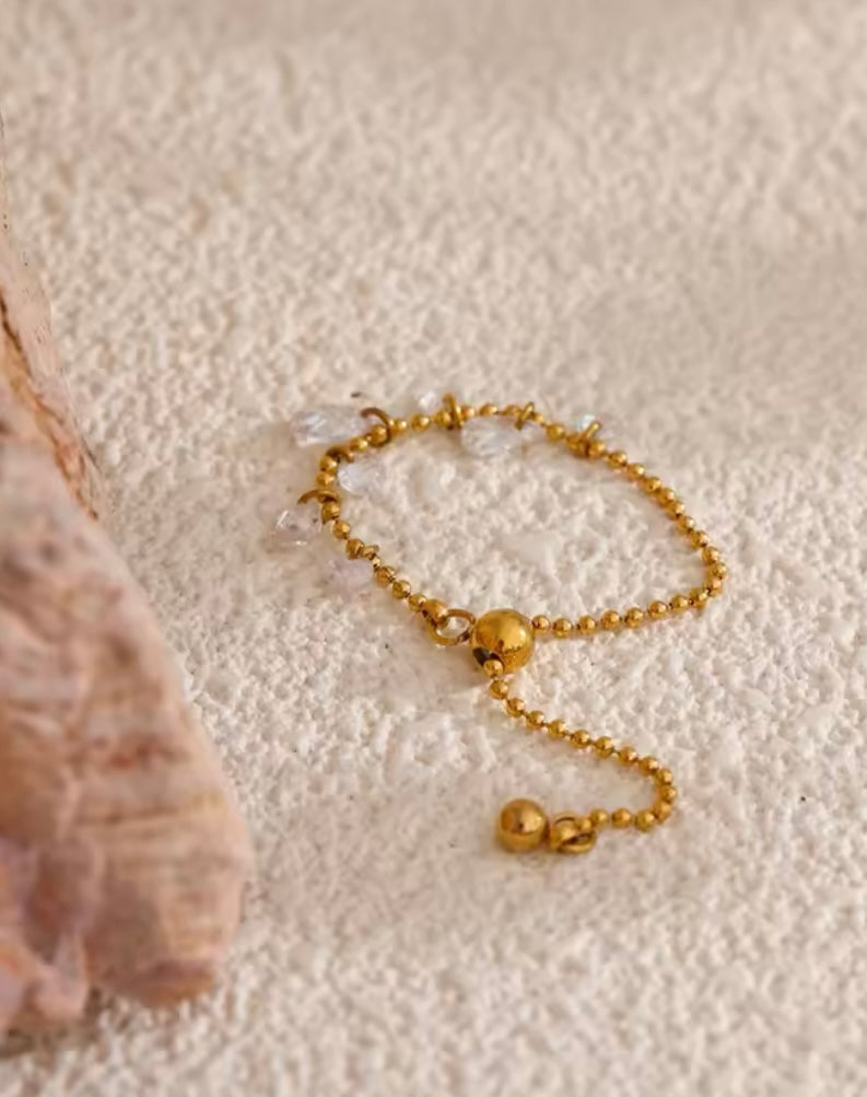 Luna Zircon Drop Adjustable Bracelet – Gold Plated