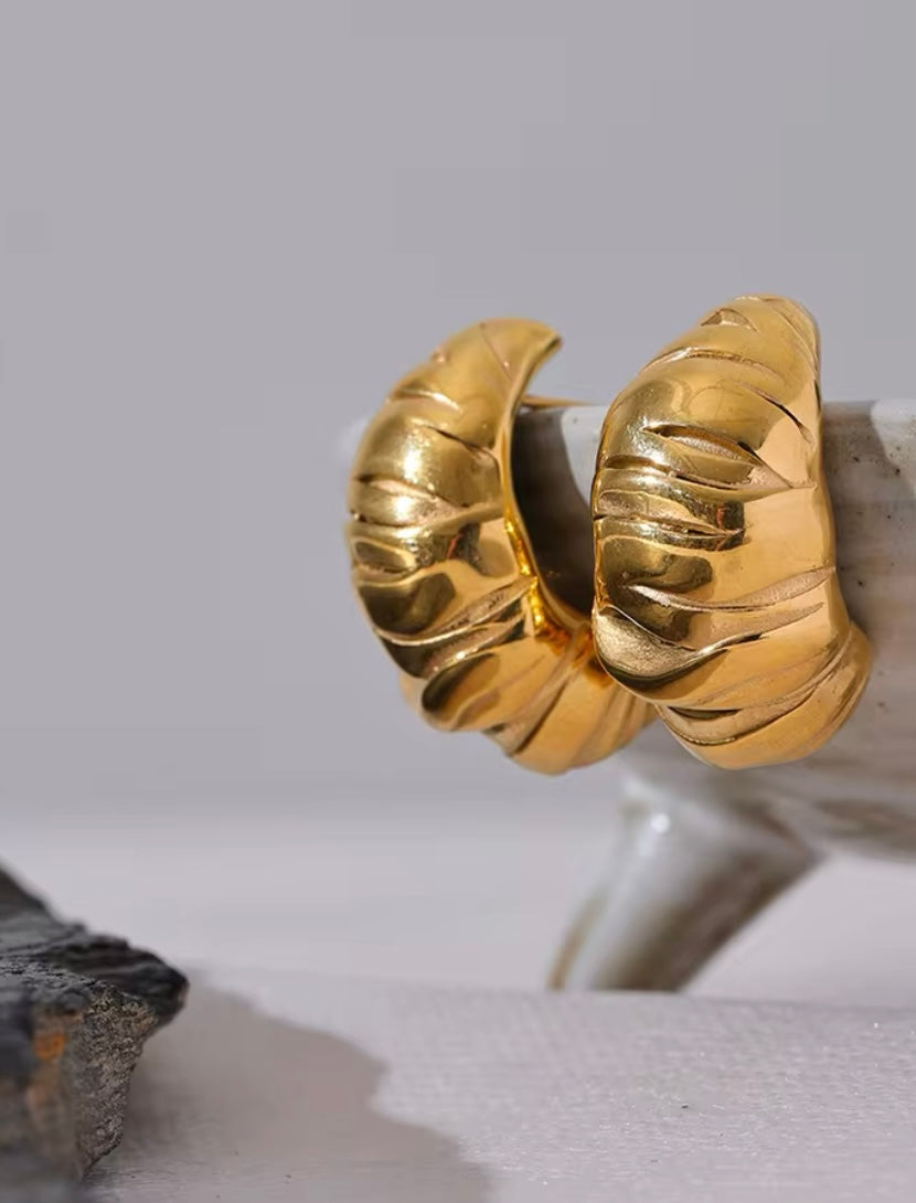 Gold-Plated Stainless Steel C-Shaped Geometric Earrings