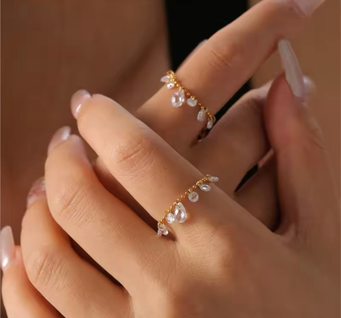 Luna Zircon Drop Adjustable Bracelet – Gold Plated