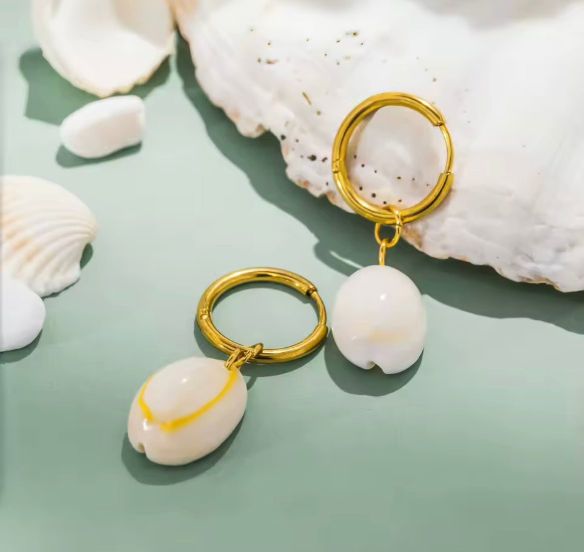 Shell Charm Hoop Earrings
