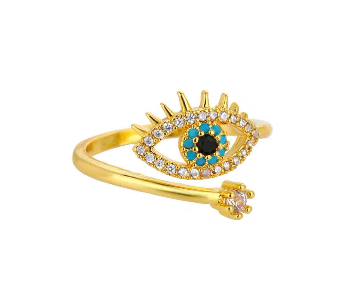 Various Evil Eye Adjustable Ring Collection - Stainless steel