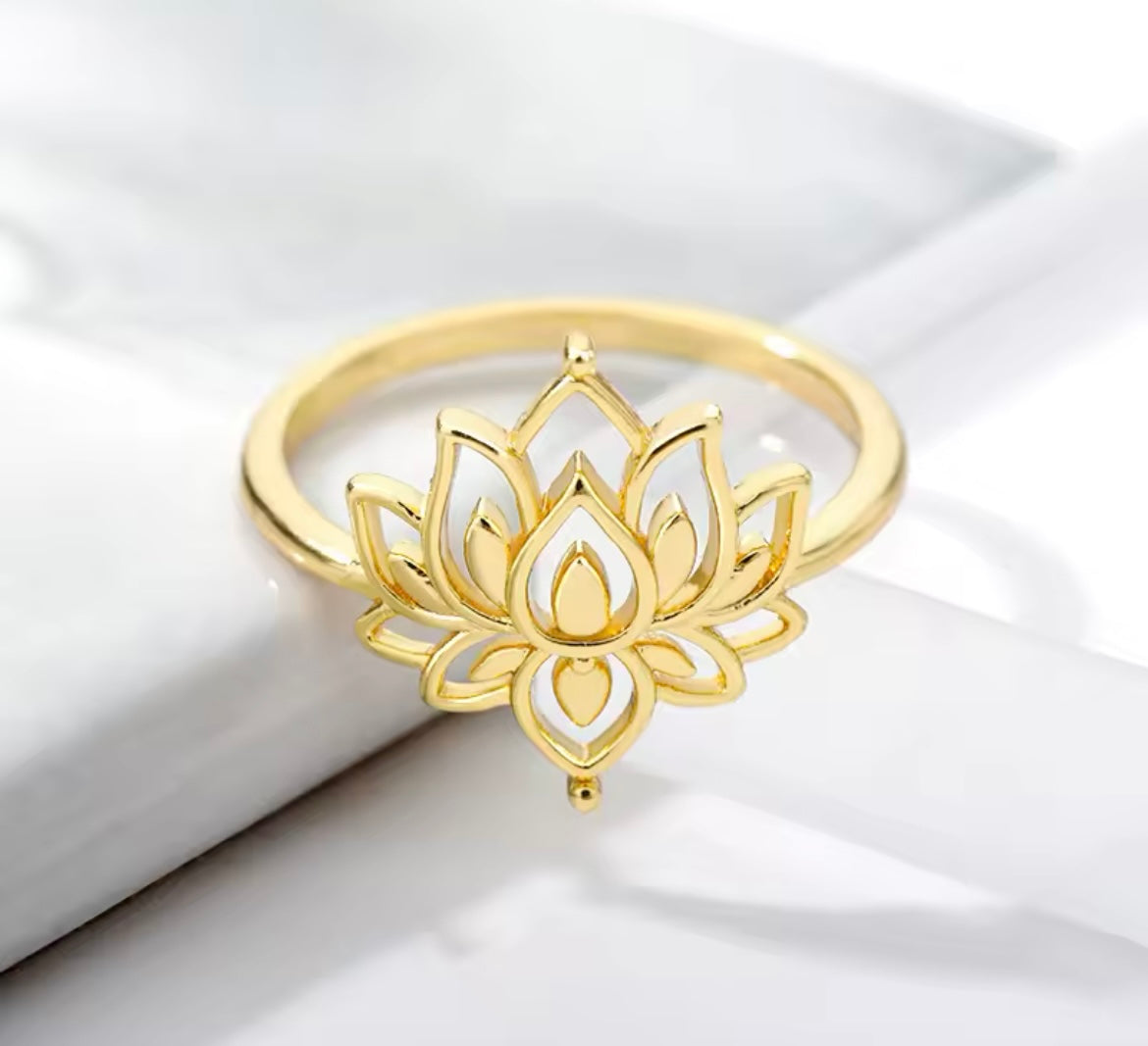 Lotus Flower Stainless Steel Hollow Out Ring