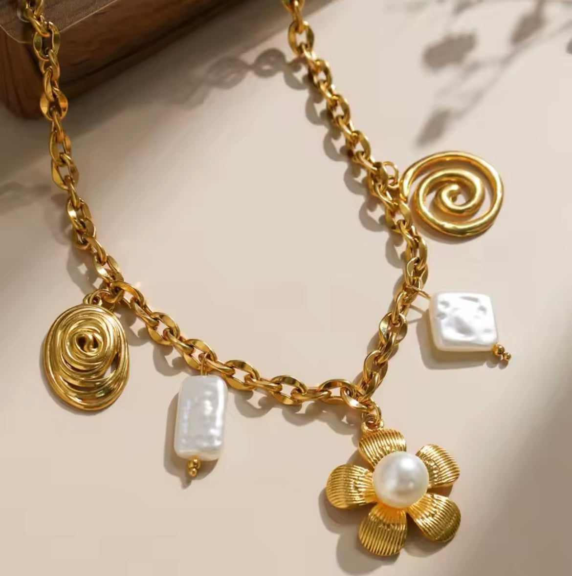 Stainless Steel Charm Necklace – Mixed Pendant Statement Piece