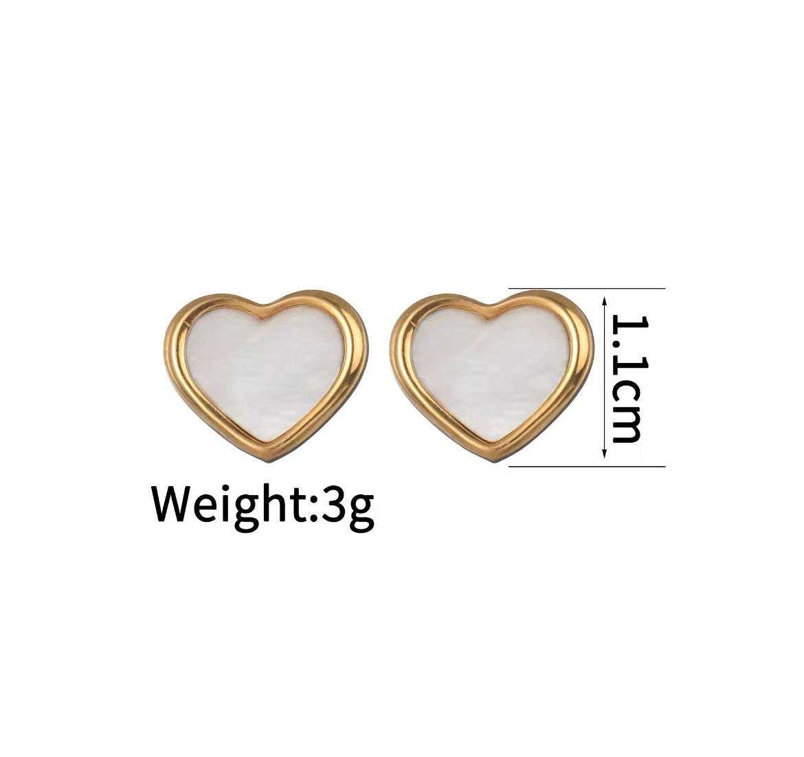 Dainty White Shell Heart Stud Earrings