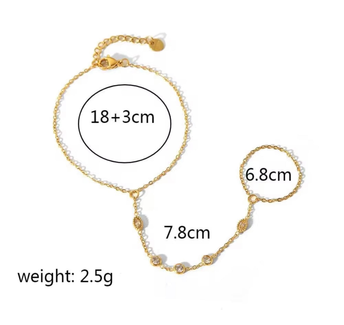 Elegant Gold-Plated Stainless Steel Hand Chain Bracelet