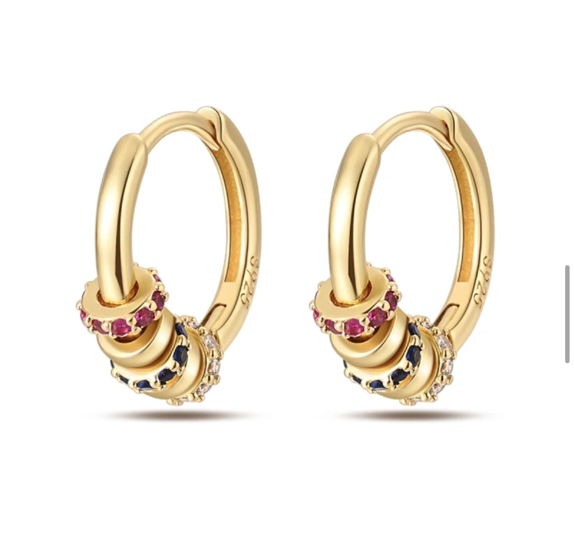 Yellow Light Gold-Plated Sterling Silver S925 Hoop Earrings