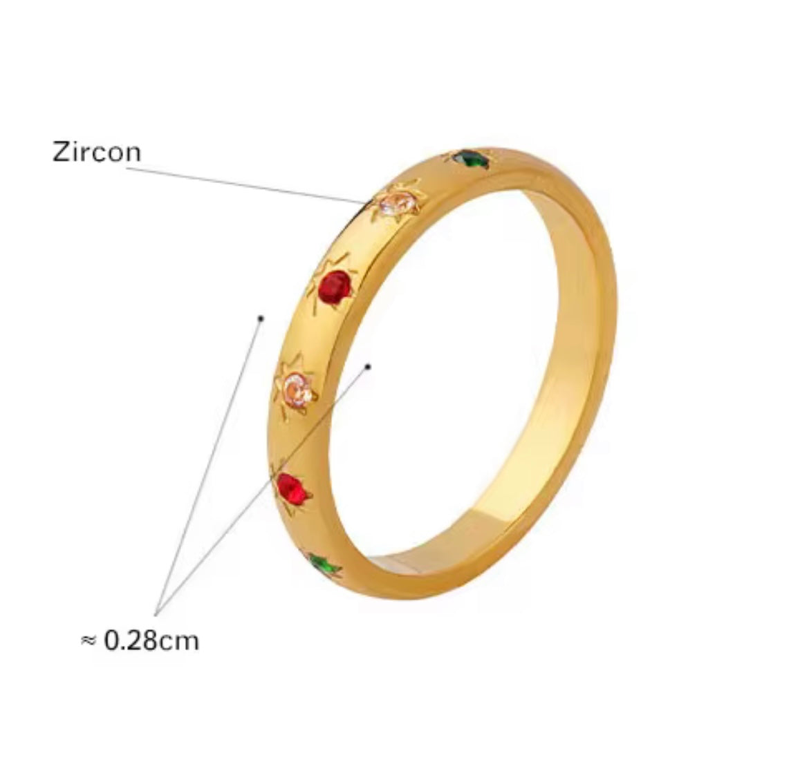 Dainty Gemstone Ring – Stainless Steel, Waterproof & Tarnish-Free