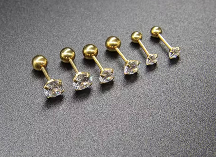 RoundBack Sparkle Studs – Secure Zircon Stainless Steel Earrings