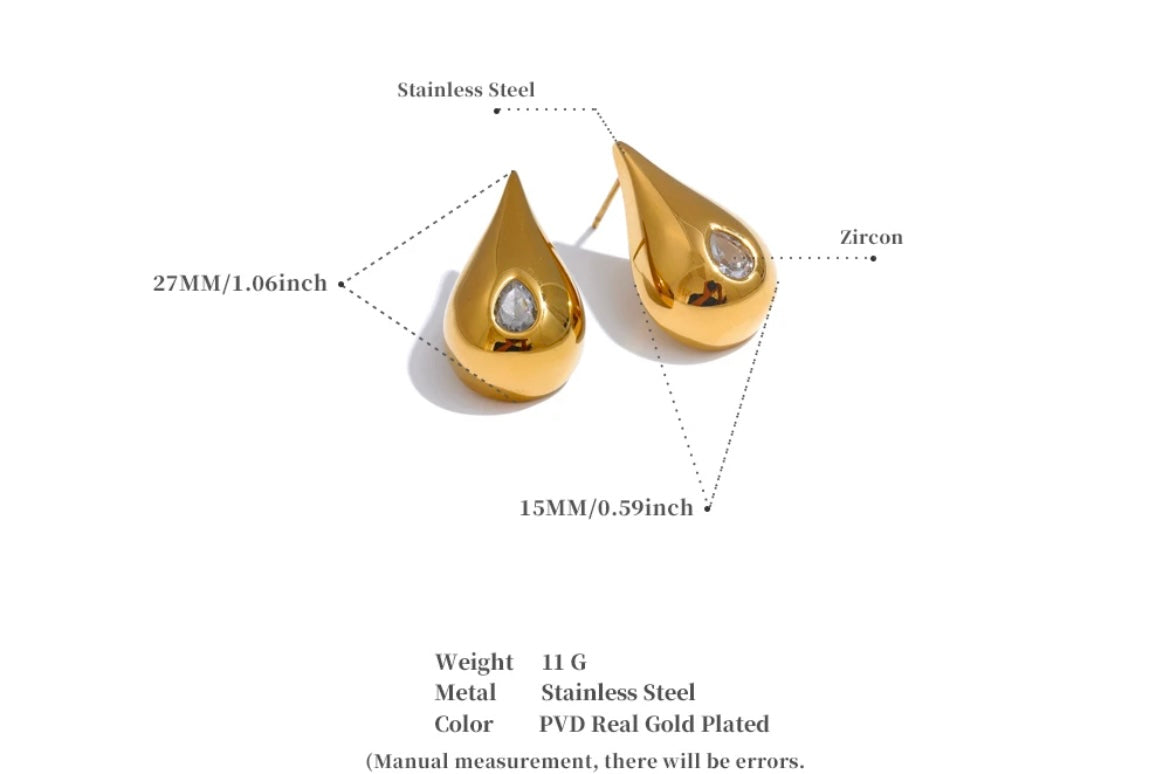 Teardrop Elegance – Gold-Plated Stainless Steel Earrings Collection