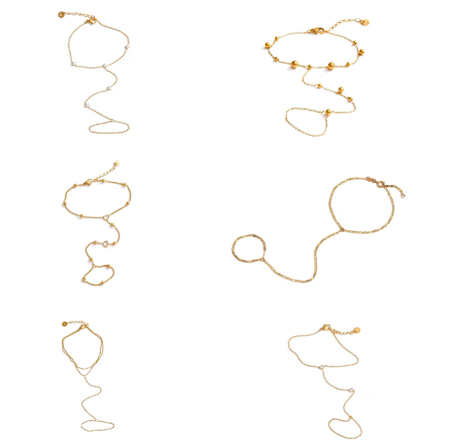 Elegant Gold-Plated Stainless Steel Hand Chain Bracelet