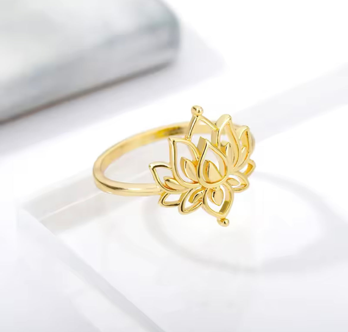 Lotus Flower Stainless Steel Hollow Out Ring