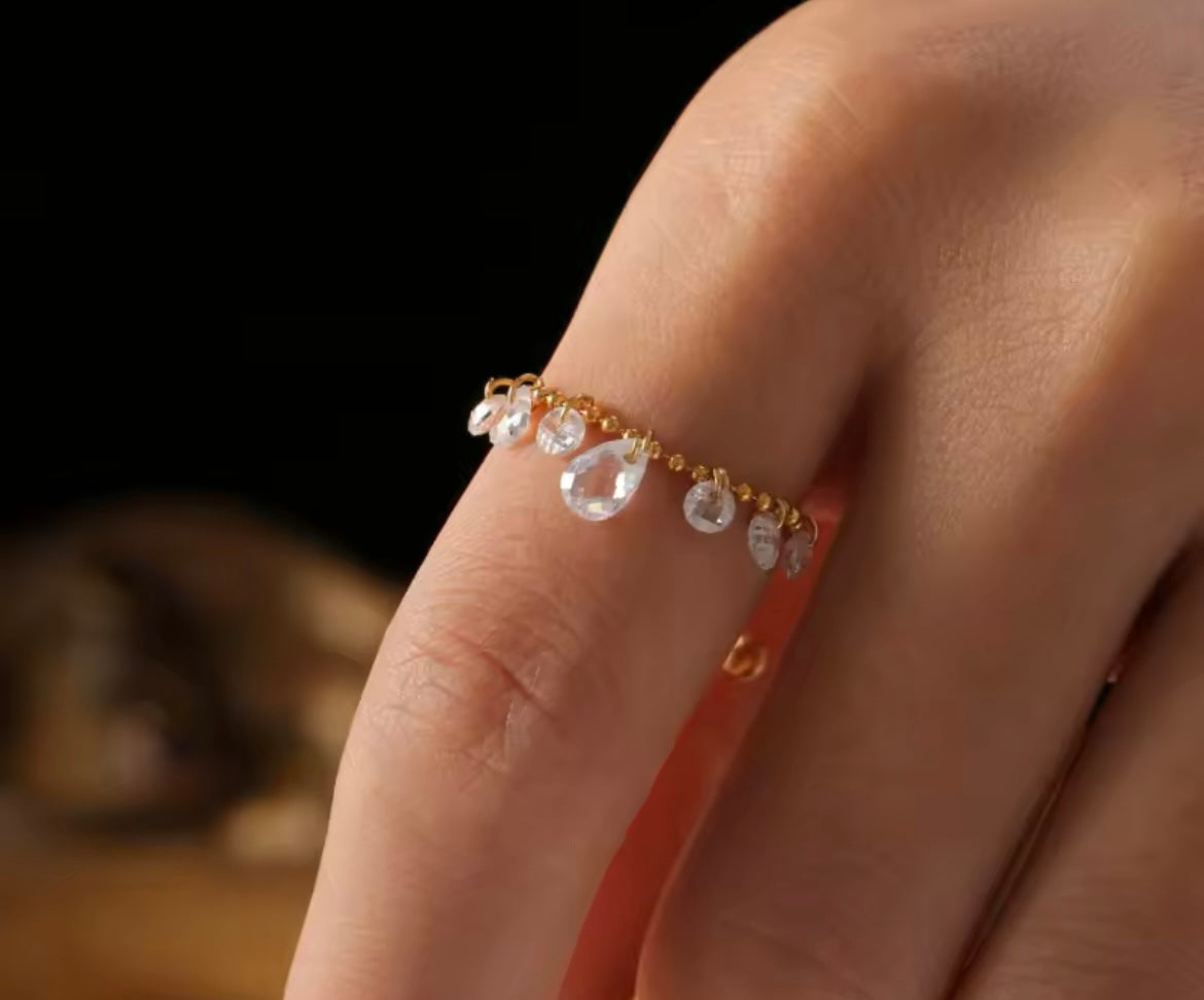 Luna Zircon Drop Adjustable Bracelet – Gold Plated