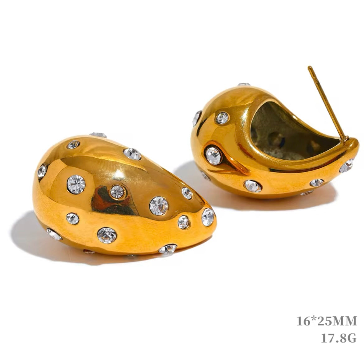 Teardrop Elegance – Gold-Plated Stainless Steel Earrings Collection