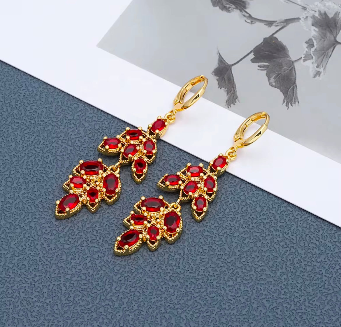 Elegant Blossom Drop Earrings – 24K Gold-Plated on Brass