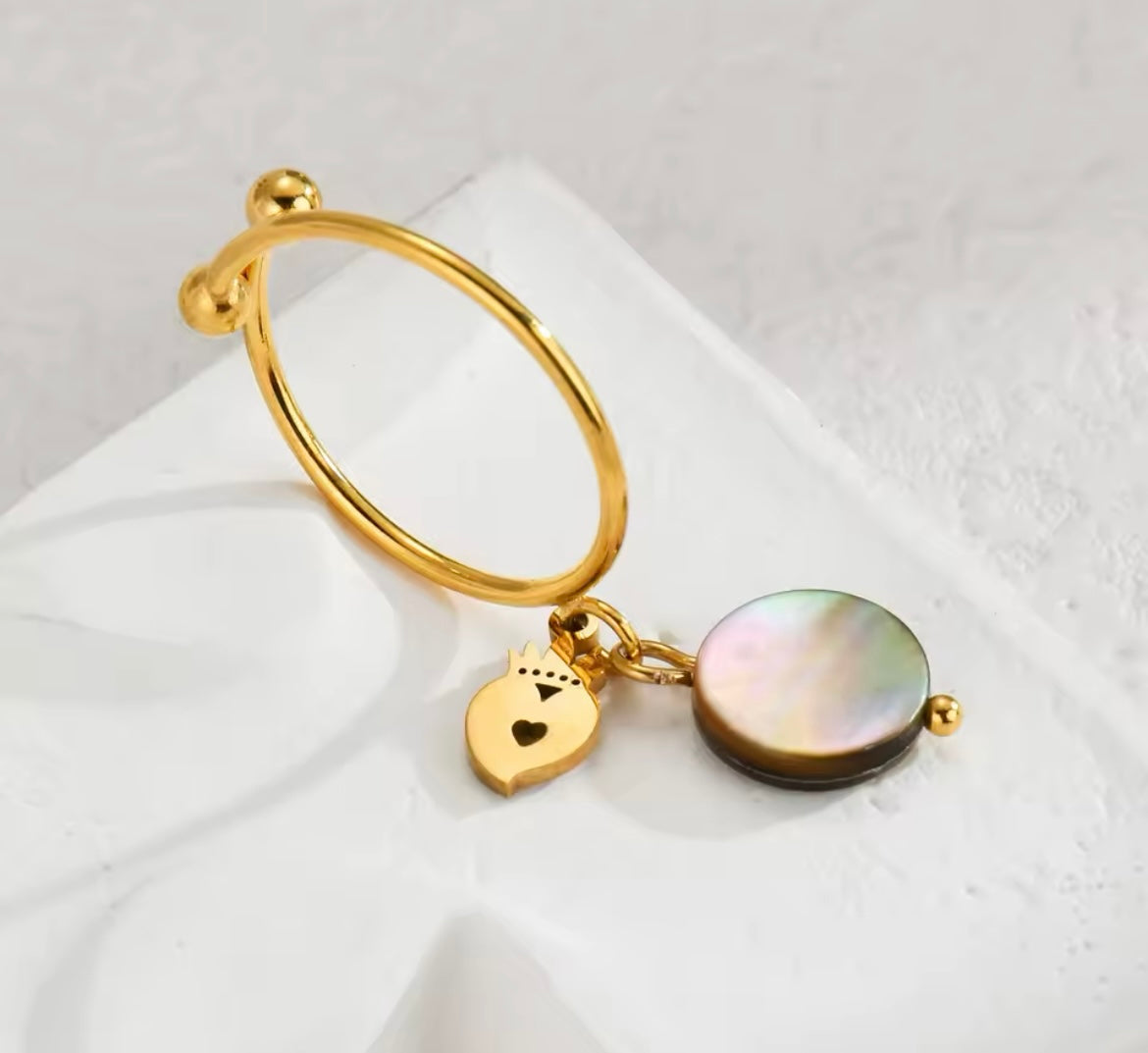 Adjustable Charm Rings with Natural Mother of Pearl