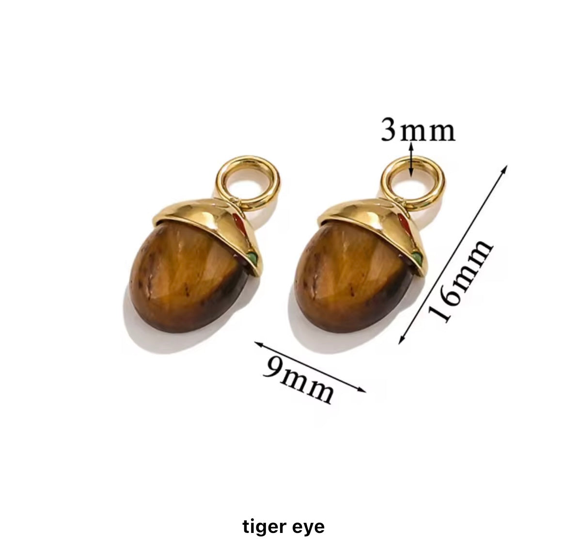 Elegant Oval Natural Stone Pendant with Gold-Plated Stainless Steel Chain