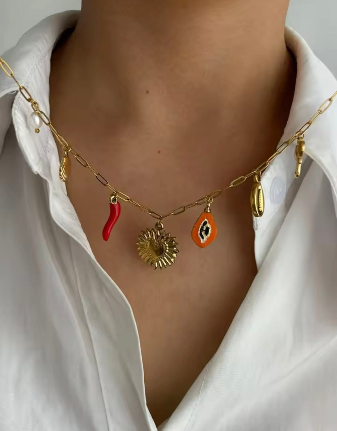 Tropical Charm Necklace with 18K Gold Plating
