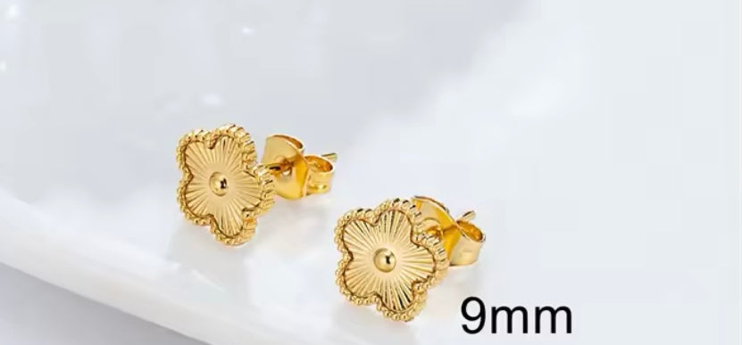 Dainty Gold Clover Flower Stainless Steel Stud Earrings