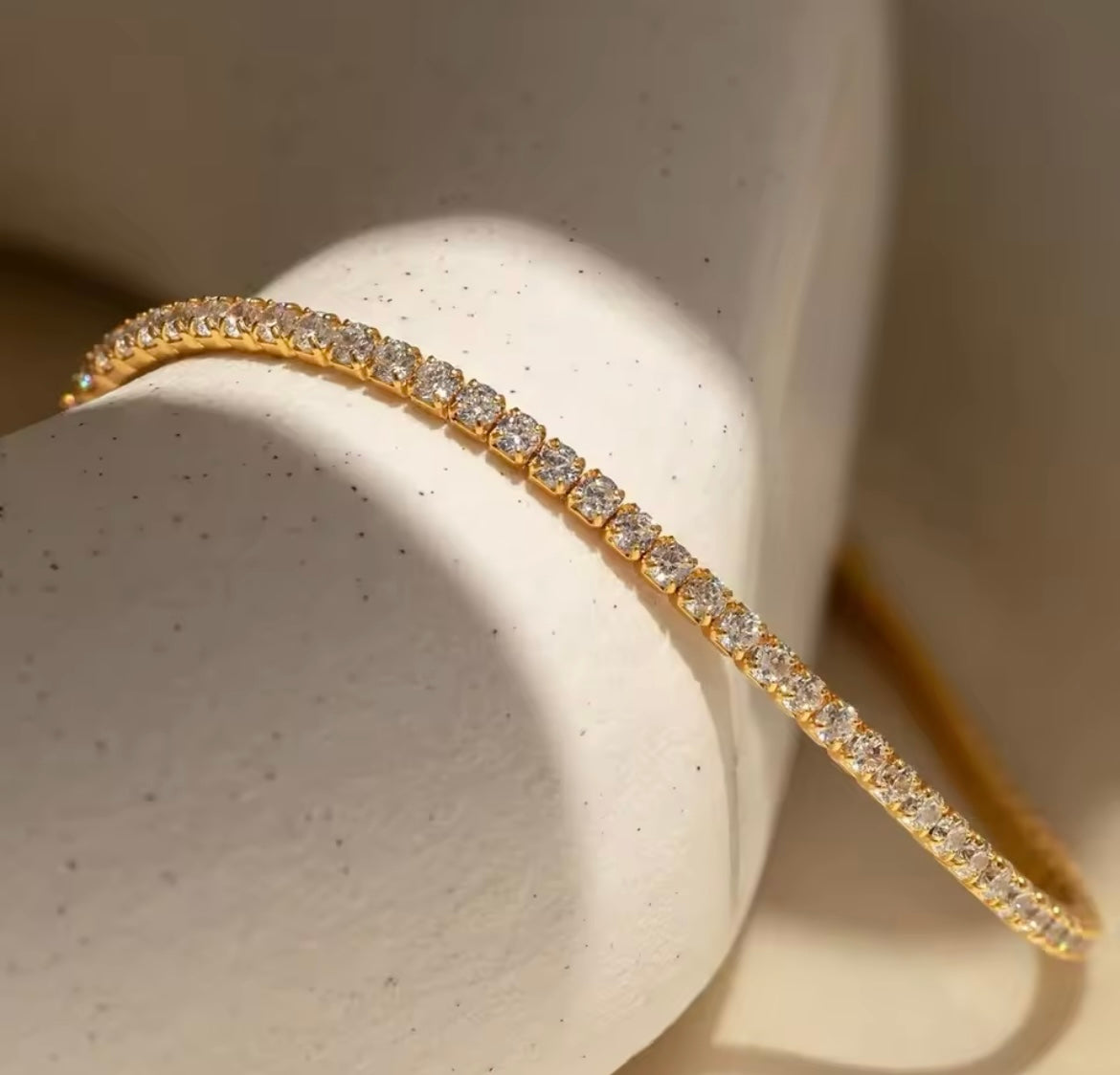 Gold-Plated Dainty Bracelet with White Zirconia